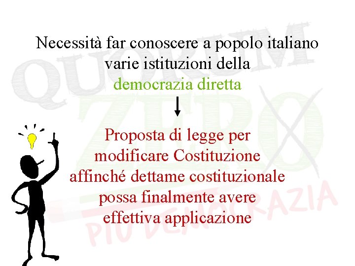 Necessità far conoscere a popolo italiano varie istituzioni della democrazia diretta Proposta di legge