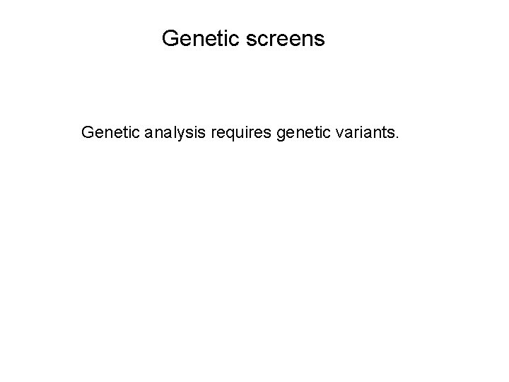 Genetic screens Genetic analysis requires genetic variants. 
