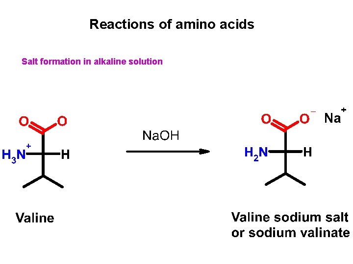 Reactions of amino acids Salt formation in alkaline solution 