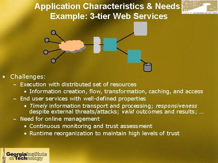 Application Characteristics & Needs: Example: 3 -tier Web Services • Challenges: – Execution with