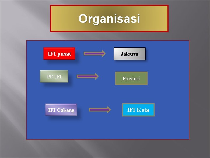 Organisasi IFI pusat PD IFI Cabang Jakarta Provinsi IFI Kota 