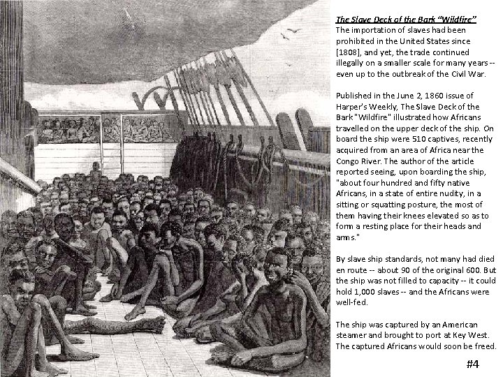 The Slave Deck of the Bark “Wildfire” The importation of slaves had been prohibited