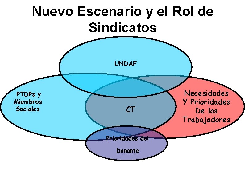 Nuevo Escenario y el Rol de Sindicatos UNDAF PTDPs y Miembros Sociales CT Prioridades