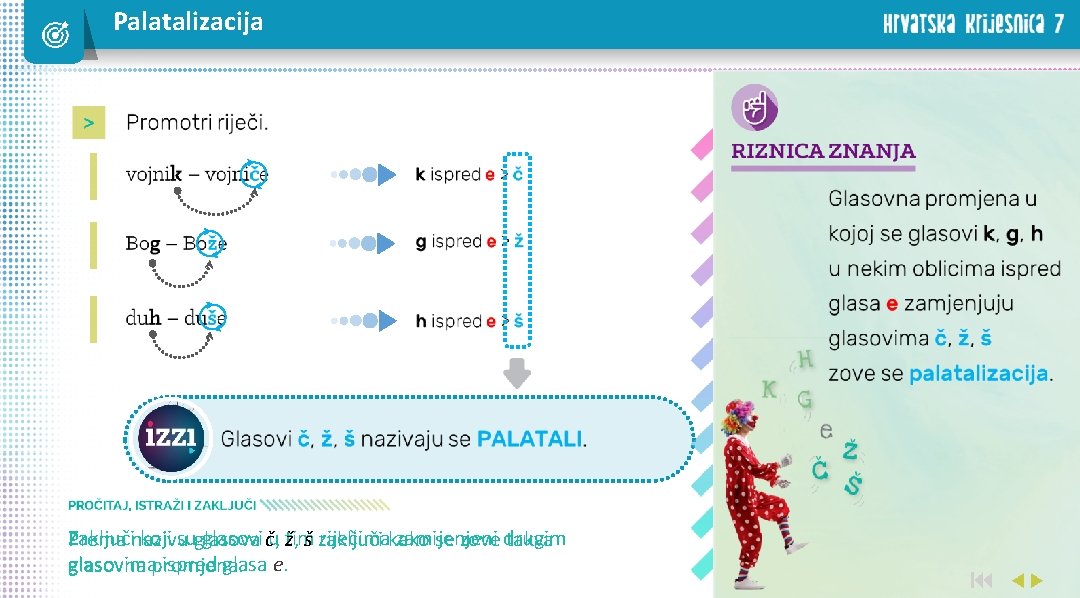 Palatalizacija < < < Zaključi koji suglasova glasovi č, u tim riječimakako zamijenjeni Prema