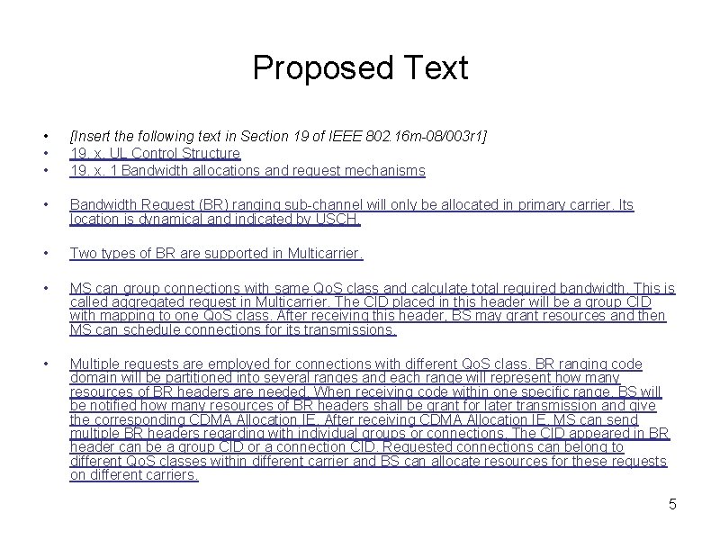 Proposal for Multicarrier Bandwidth Request Control Mechanism IEEE