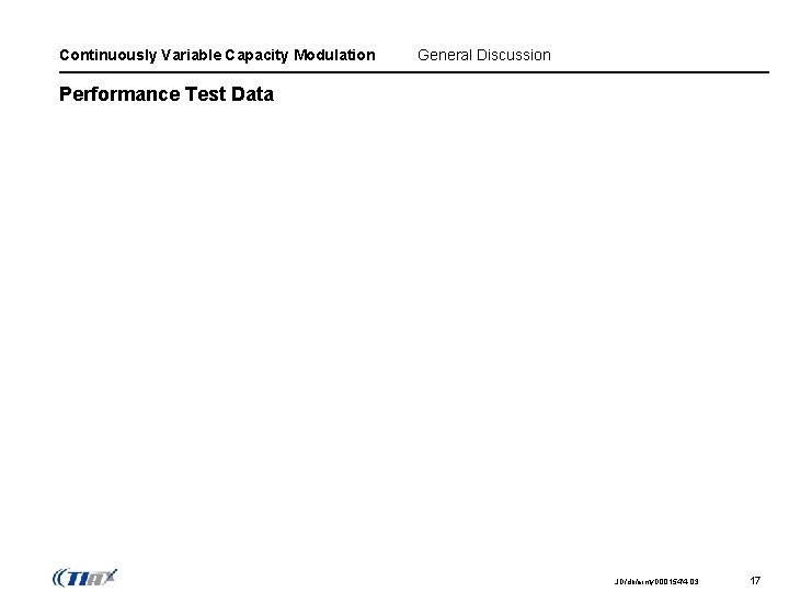 Continuously Variable Capacity Modulation General Discussion Performance Test Data JD/db/army. D 00154/4 -03 17