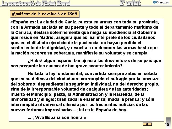 Manifest de la revolució de 1868 «Españoles: La ciudad de Cádiz, puesta en armas