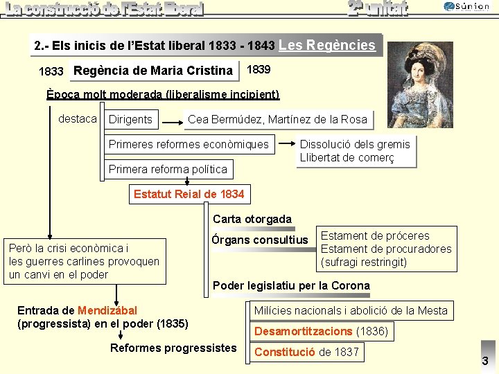 2. - Els inicis de l’Estat liberal 1833 - 1843 Les Regències 1833 Regència