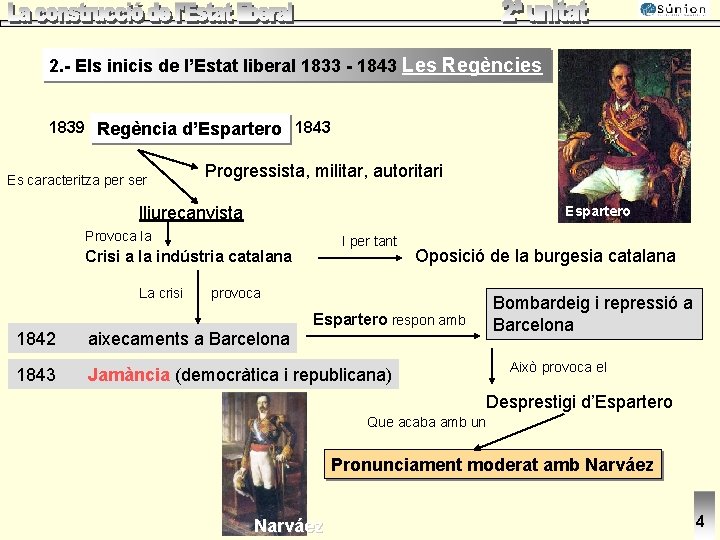 2. - Els inicis de l’Estat liberal 1833 - 1843 Les Regències 1839 Regència