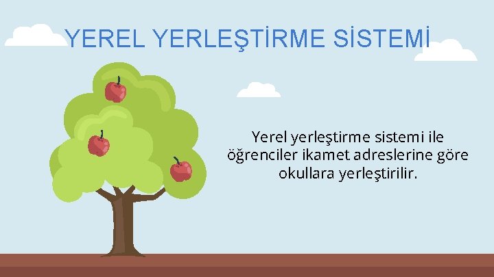 YEREL YERLEŞTİRME SİSTEMİ Yerel yerleştirme sistemi ile öğrenciler ikamet adreslerine göre okullara yerleştirilir. 