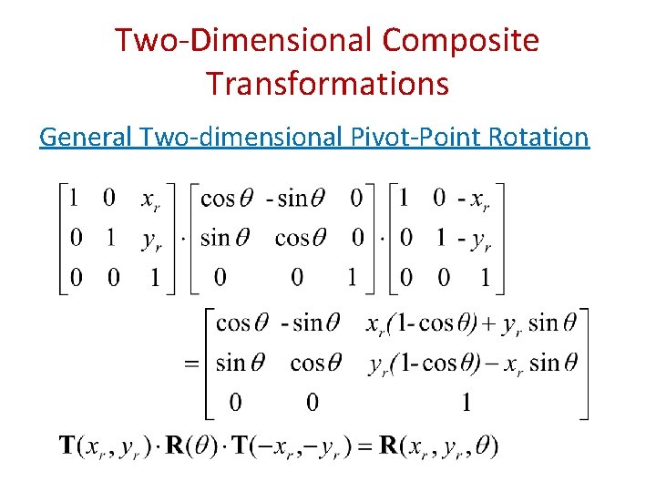 Two-Dimensional Composite Transformations General Two-dimensional Pivot-Point Rotation 