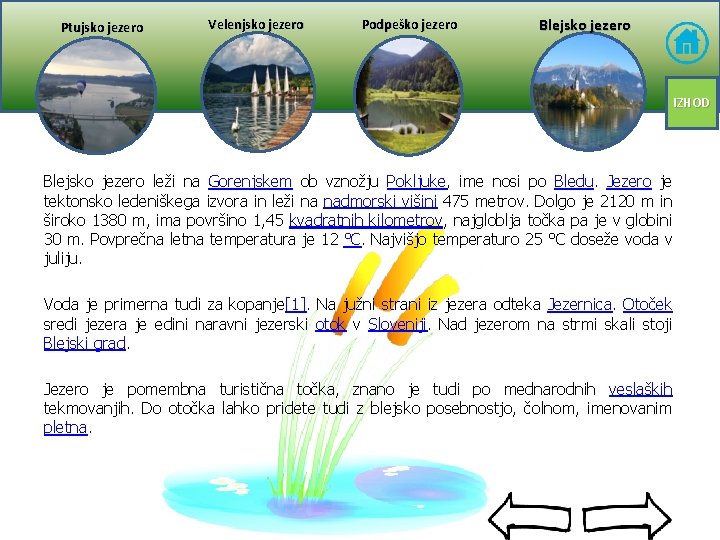 Ptujsko jezero Velenjsko jezero Podpeško jezero Blejsko jezero IZHOD Blejsko jezero leži na Gorenjskem