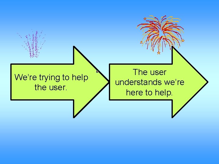 We’re trying to help the user. The user understands we’re here to help. 