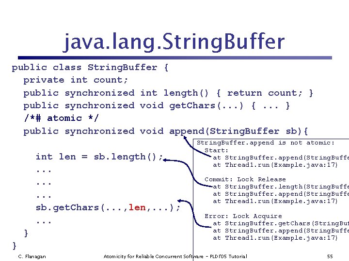 java. lang. String. Buffer public class String. Buffer { private int count; public synchronized