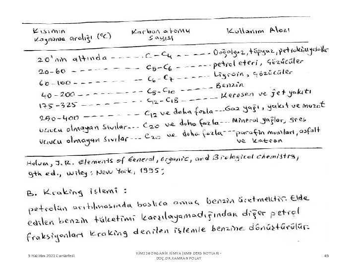 5 Haziran 2021 Cumartesi KİM 224 ORGANİK KİMYA (KM 9 DERS NOTLARI DOÇ. DR.