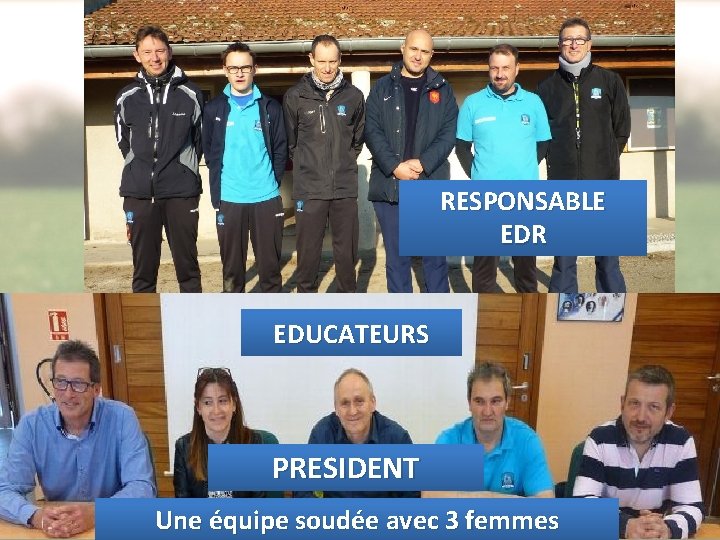 RESPONSABLE EDR EDUCATEURS PRESIDENT Une équipe soudée avec 3 femmes 