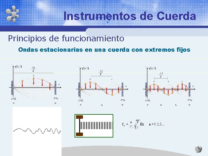 Instrumentos de Cuerda Principios de funcionamiento Ondas estacionarias en una cuerda con extremos fijos