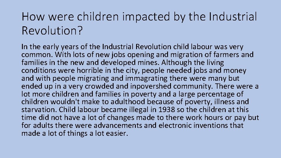 Industrial Revolution Inquiry By Owen Mac Rae Questions