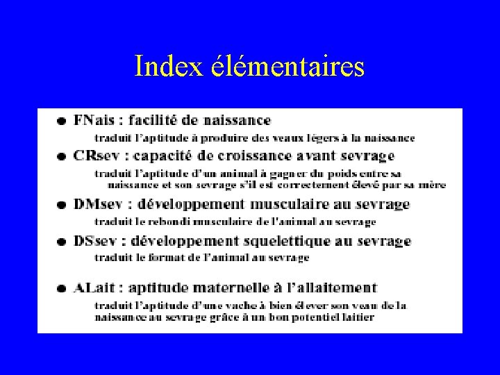 Index élémentaires 