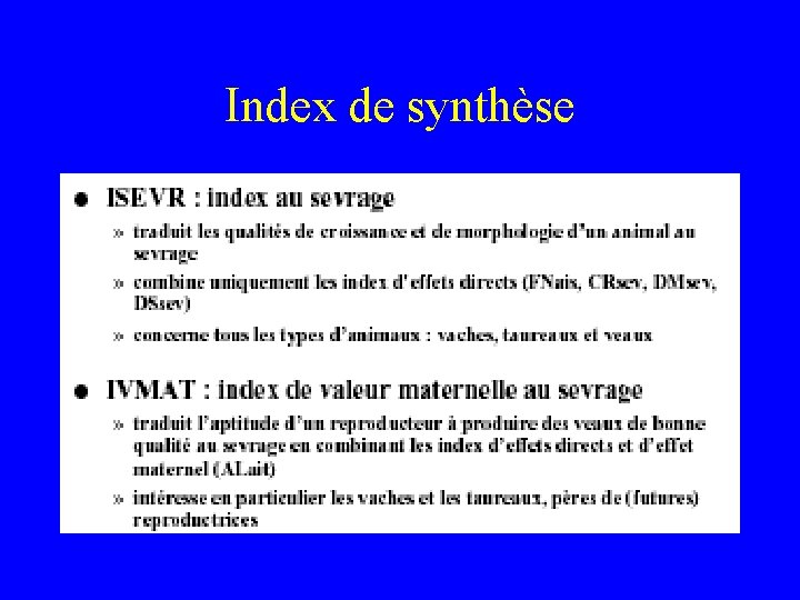 Index de synthèse 