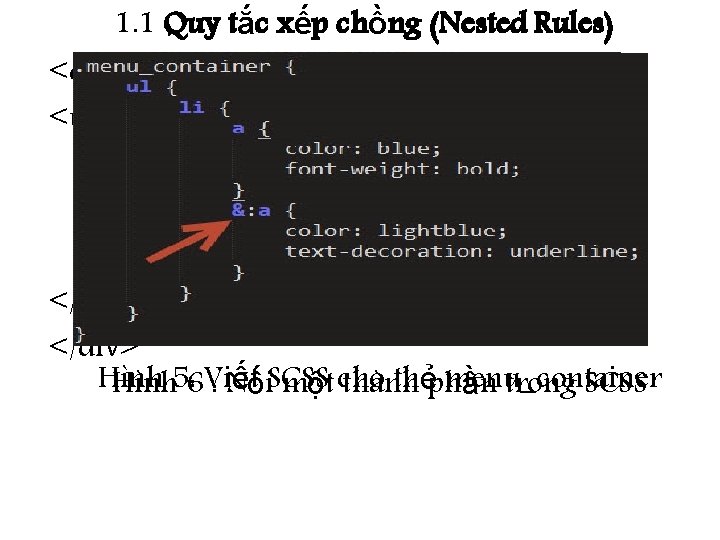 1. 1 Quy tắc xếp chồng (Nested Rules) <div class =“menu_container”> <ul> <li>Trang chủ