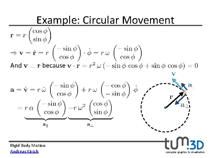 Example: Circular Movement And because Rigid Body Motion Andreas Kirsch computer graphics & visualization