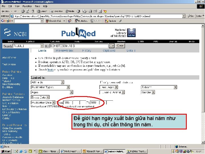 Publication date 4 Để giới hạn ngày xuất bản giữa hai năm như trong