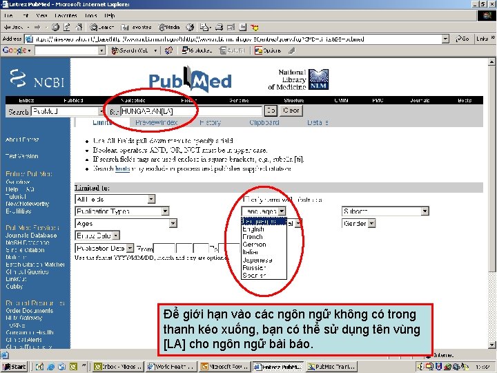 Limit to Languages 4 Để giới hạn vào các ngôn ngữ không có trong