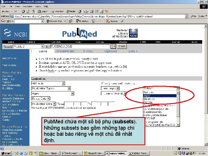 Pub. Med subsets 1 Pub. Med chứa một số bộ phụ (subsets). Những subsets