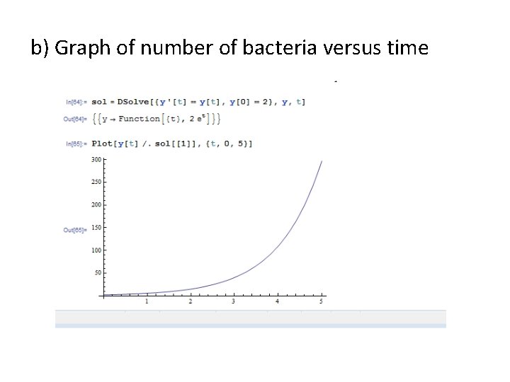 b) Graph of number of bacteria versus time 
