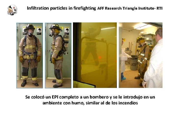 Infiltration particles in firefighting AFF Research Triangle Institute- RTI Se colocó un EPI completo