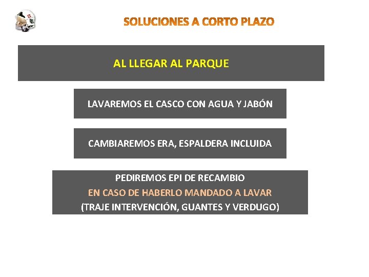 AL LLEGAR AL PARQUE LAVAREMOS EL CASCO CON AGUA Y JABÓN CAMBIAREMOS ERA, ESPALDERA