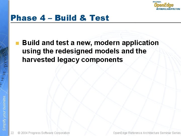 Phase 4 – Build & Test Build and test a new, modern application using