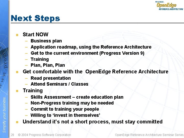Next Steps n Start NOW – – – n Business plan Application roadmap, using