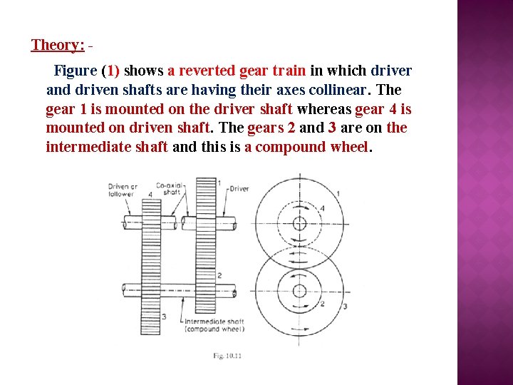 Theory: Figure (1) shows a reverted gear train in which driver and driven shafts