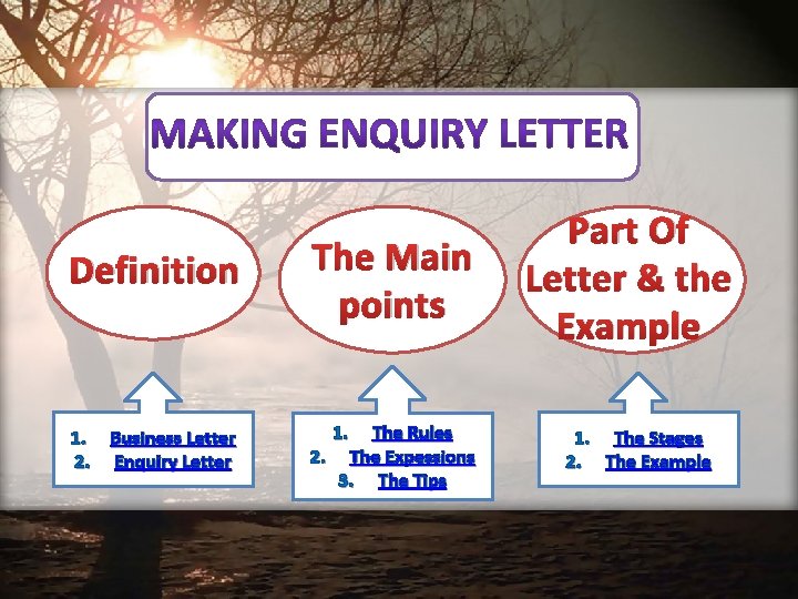 Definition 1. Business Letter 2. Enquiry Letter The Main points 1. The Rules 2.