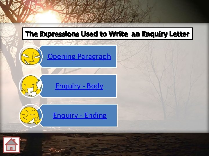 The Expressions Used to Write an Enquiry Letter Opening Paragraph Enquiry - Body Enquiry