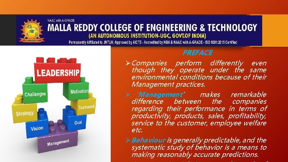 PREFACE ØCompanies perform differently even though they operate under the same environmental conditions because