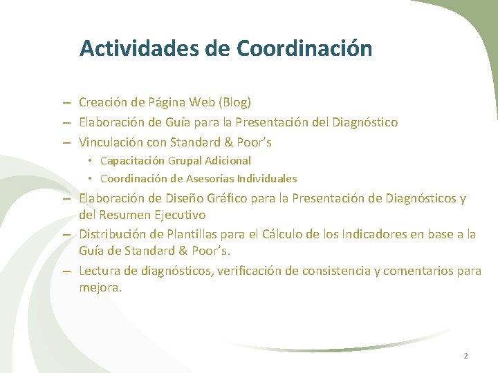 Actividades de Coordinación – Creación de Página Web (Blog) – Elaboración de Guía para