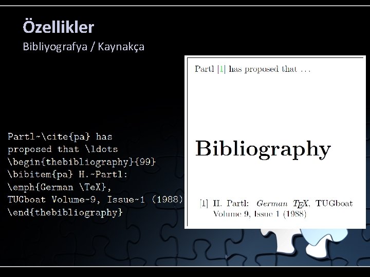 Özellikler Bibliyografya / Kaynakça 