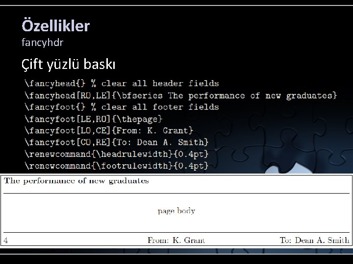 Özellikler fancyhdr Çift yüzlü baskı 