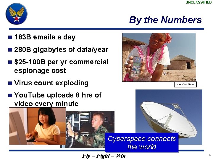 UNCLASSIFIED By the Numbers n 183 B emails a day n 280 B gigabytes