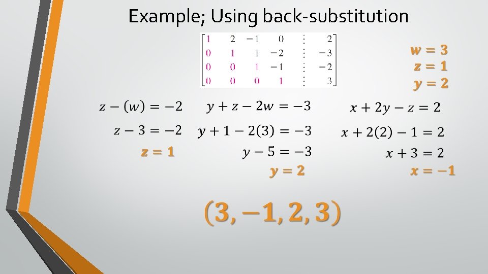 Example; Using back-substitution 