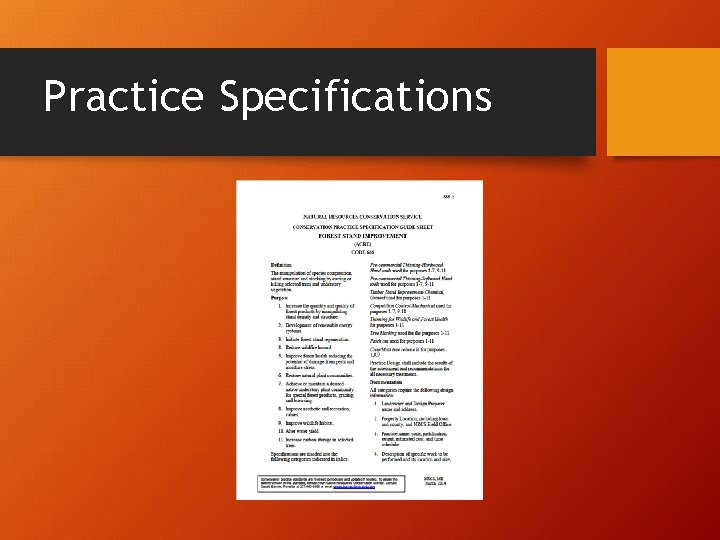 Practice Specifications 
