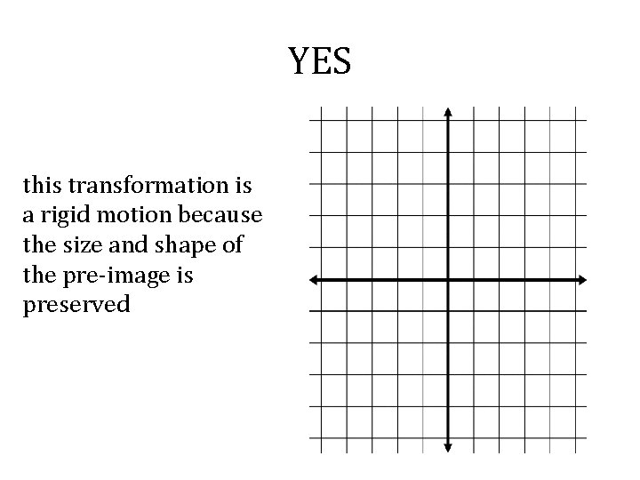YES this transformation is a rigid motion because the size and shape of the