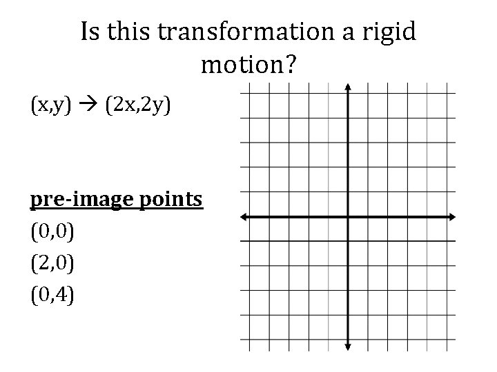 Is this transformation a rigid motion? (x, y) (2 x, 2 y) pre-image points