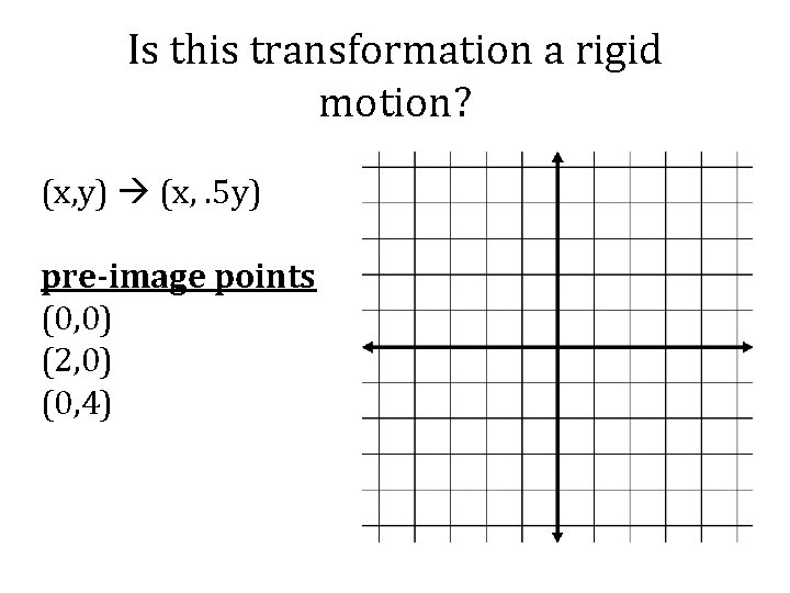 Is this transformation a rigid motion? (x, y) (x, . 5 y) pre-image points