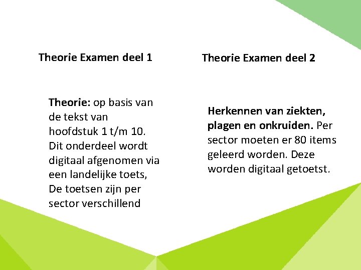 Theorie Examen deel 1 Theorie: op basis van de tekst van hoofdstuk 1 t/m