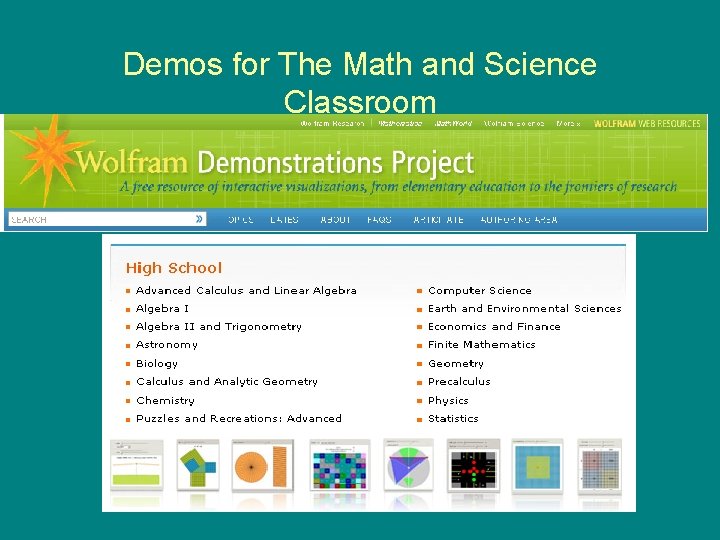 Demos for The Math and Science Classroom 