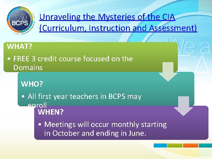 Unraveling the Mysteries of the CIA (Curriculum, Instruction and Assessment) WHAT? • *FREE 3